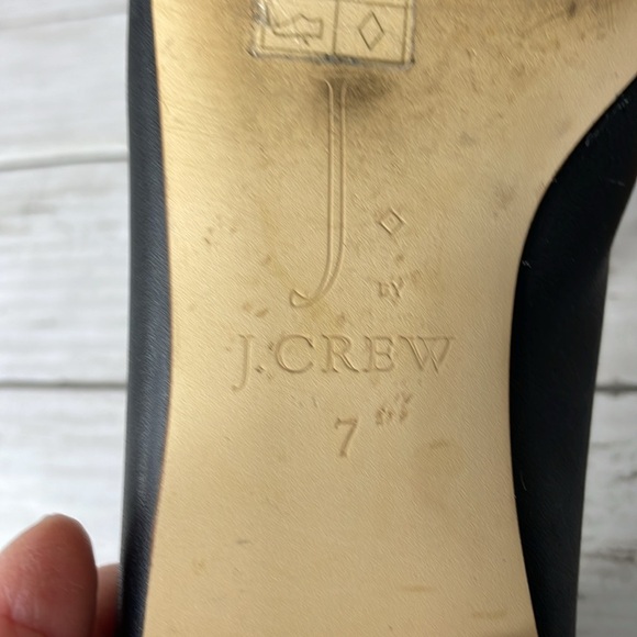 J. Crew Black Pointed Toe Loafers with White Piping - Picture 8 of 10